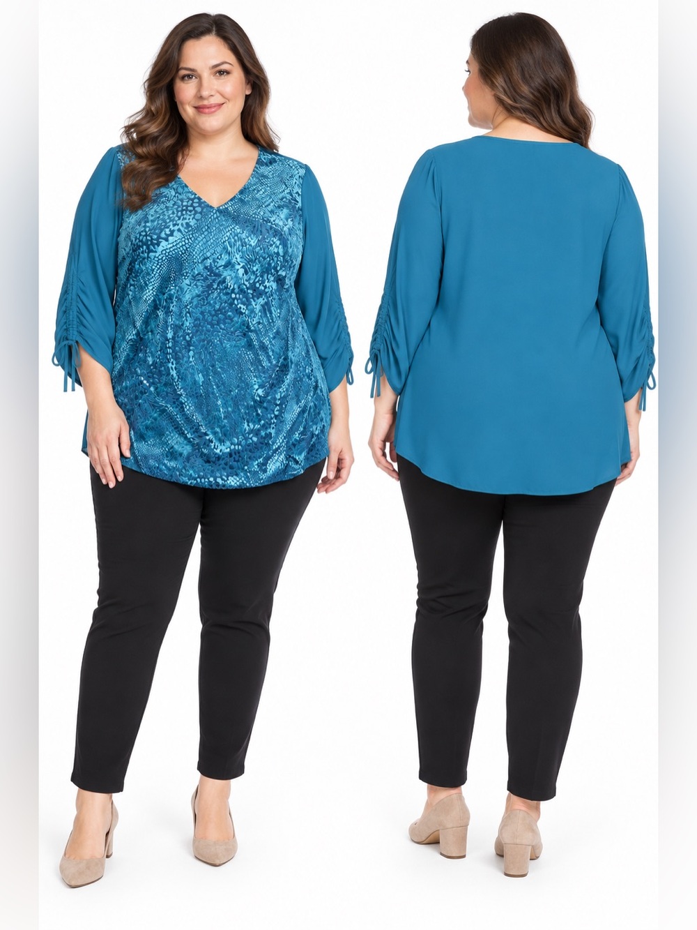 Zac & Rachel Woman Untamed Teal Animal Print Blouse 2X NWT MSRP
